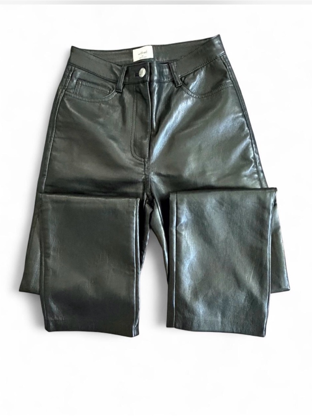 Aritzia High-Rise Faux Leather Jeans in Black